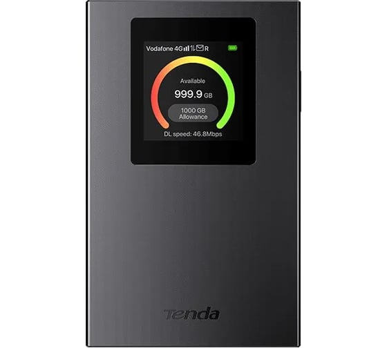 Роутер портативный Tenda 4G185 v4.0 LTE CAT.4, до 300 Мбит/с, 2.4 ГГц, USB-C порт, Nano SIM слот, аккумулятор 2100 мАч, цветной экран 1,44 дюйма 10000039600