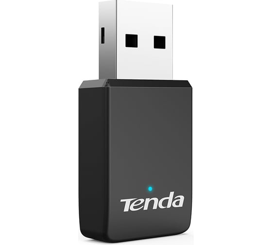 Двухдиапазонный Wi-Fi адаптер Tenda U9 AC650, до 200 Мбит/с на 2.4 ГГц + до 433 Мбит/с на 5 ГГц, внутренняя антенна, передатчик 20 dBm, USB 2.0 10000047265