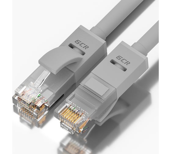 Прямой литой патч-корд RJ45 GCR 6.0m UTP категории 5e, серый, 24 AWG, 1 Гбит/с, T568B, VIVLNIC03-6.0m
