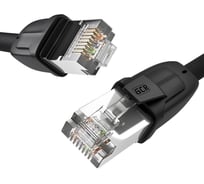Прямой литой патч-корд RJ45 GCR LSZH PROF категории 8 ethernet 10.0m F/FTP, CU, 26AWG, черный, экранирование, VIV52I351