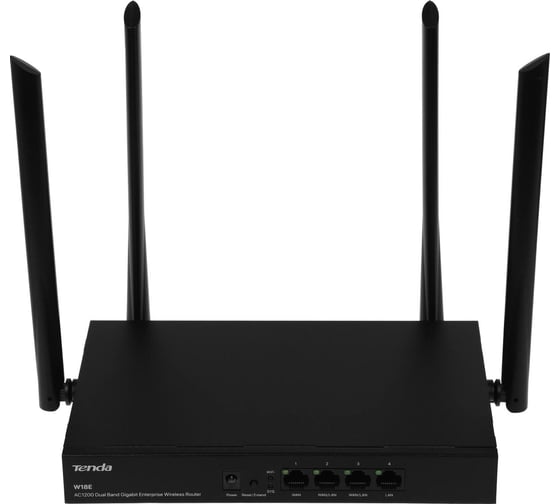 Двухдиапазонный гигабитный Wi-Fi роутер Tenda W18E AC1200, до 300 Мбит/с на 2,4 ГГц + до 867 Мбит/с на 5 ГГц, LAN 3x1Гбит/с, WAN 1x1Гбит/с, 4x5dBi антенны 10000141245
