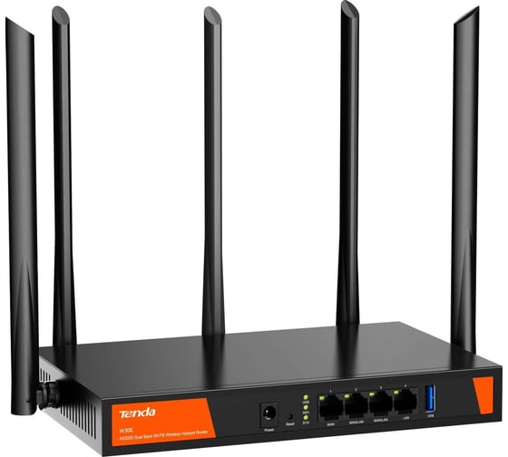 Двухдиапазонный гигабитный Wi-Fi роутер Tenda W30E AХ3000, до 574 Мбит/с на 2,4 ГГц + до 2402 Мбит/с на 5 ГГц, LAN 3x1Гбит/с, WAN 1x1Гбит/с 10000143193