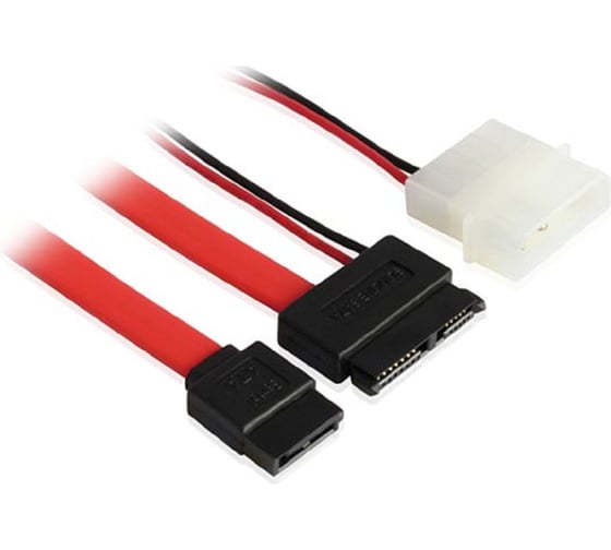Комплект кабелей GCR Slim SATA Slim SATA 13pin/SATA II до 3Gbps 7pin/Molex 4pin 50см, VIVSTI302 1