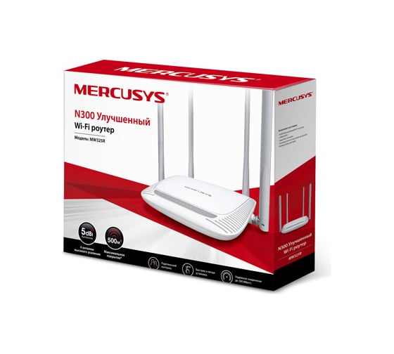 Беспроводной роутер MERCUSYS N300 10/100BASE-TX белый MW325R