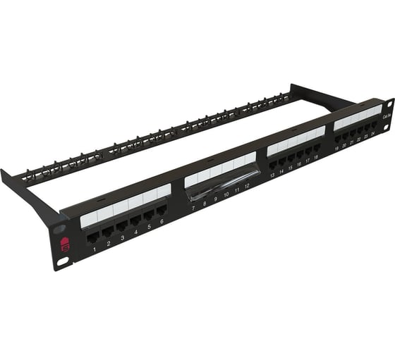 Патч-панель SYSMATRIX 19 Кат.5е, 24 порта, с организатором, PP 1901U.S245EU.M 1