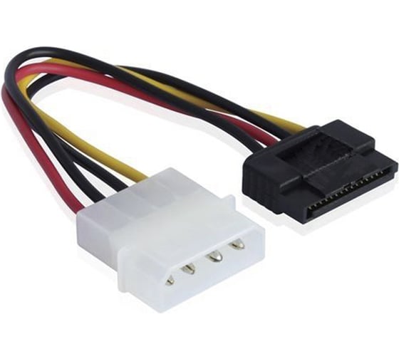 Кабель питания GCR 0.15m SATA GC-ST203, MOLEX 4pin/SATA 15pin, 18 AWG, пакет, VIVSTI203 1