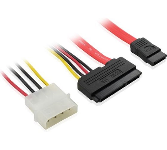 Комплект кабелей GCR SATA II 0.5m SATA II до 3Gbps 22pin - 15pin+7pin /Molex 4pin/.SATA, VIVSTI301 1
