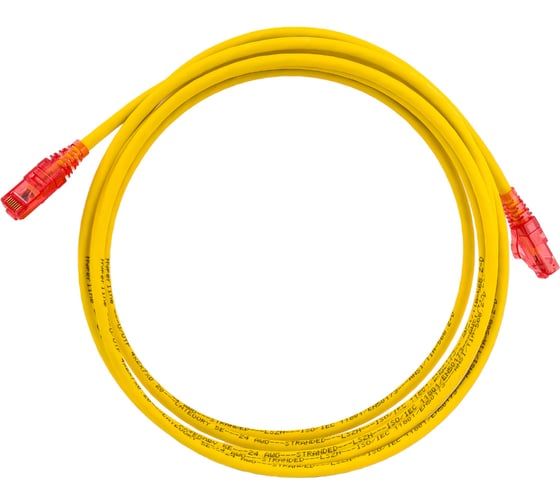 Патч-корд Hyperline PC-LPM-UTP-RJ45-RJ45-C5e-3M-LSZH-YL U/UTP, Cat.5е 100% Fluke Componen 30926