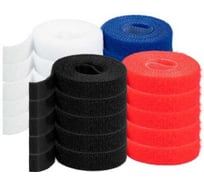 Рулон липучки Filum ширина 10 мм, длина 1 м (комплект: 20 рул., по 5 рул. каждого цвета: синий, белый, красный, черный) FL-CTR-10-1-RGB-20