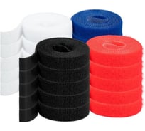 Рулон липучки Filum ширина 15 мм, длина 3 м ( комплект: 4 рул., по 1 рул. каждого цвета: синий, белый, красный, черный) FL-CTR-15-3-RGB-12