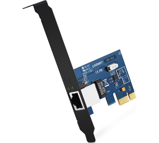 Адаптер UGREEN US230 30771 Gigabit 10/100/1000Mbps PCI Express Network Adapter. Цвет: черный 30771_ 1