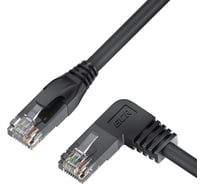 Прямой литой патч-корд RJ45 GCR 0.5m UTP категории 5e, черный, левый угол, T568B, VIV53I149