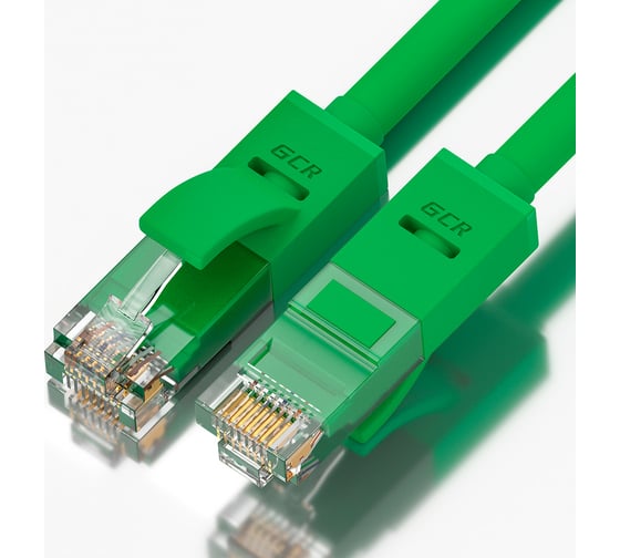 Прямой литой патч-корд RJ45 GCR 30.0m UTP категории 5e, зеленый, 24 AWG, 1 Гбит/с, T568B, VIVLNIC05-30.0m 1