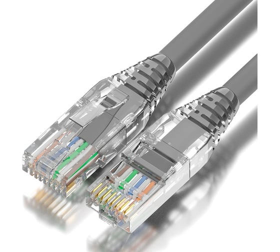Патч-корд RJ45 GCR 0.3m LSZH UTP категории 5e, серый, 24 AWG, 1 Гбит/с, T568B, VIV52I938 1