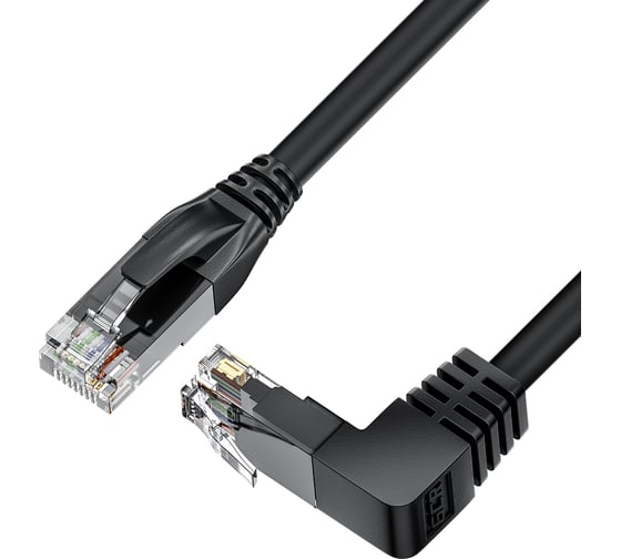 Прямой литой патч-корд RJ45 GCR 2.0m UTP категории 5e, черный, нижний угол, T568B, VIV53I196 1