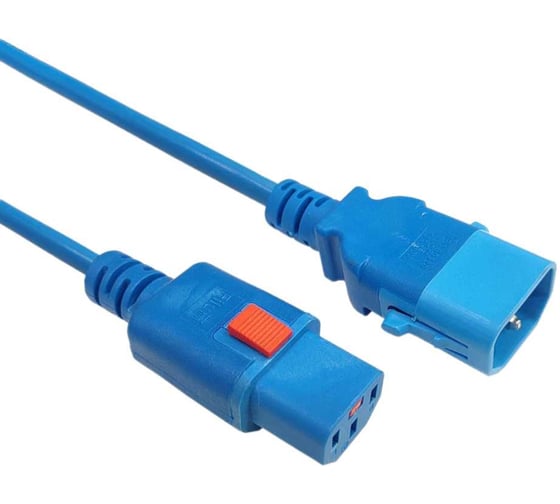 Кабель питания Filum 3x1.0 С13 - C14 с фиксацией, 220/250В, 10А, синий, 3м FL-PC-C13F/C14F-C1-3.0-BL 1