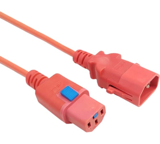 Кабель питания Filum 3x1.0 С13 - C14 с фиксацией, 220/250В, 10А, красный, 3м FL-PC-C13F/C14F-C1-3.0-RD 1