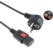 Кабель питания Filum 3x1.0 CEE 7/7(Schuko) - C13 с фиксацией, 220/250В, 10А, черный, 3м FL-PC-CEE7/7-C13F-C1-3.0-BK