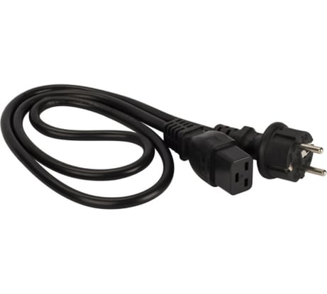 Шнур питания LANMASTER C19-Schuko, 3x1.5, 220В, 16А, 0.5 метров LAN-PP19/SH-0.5-BK