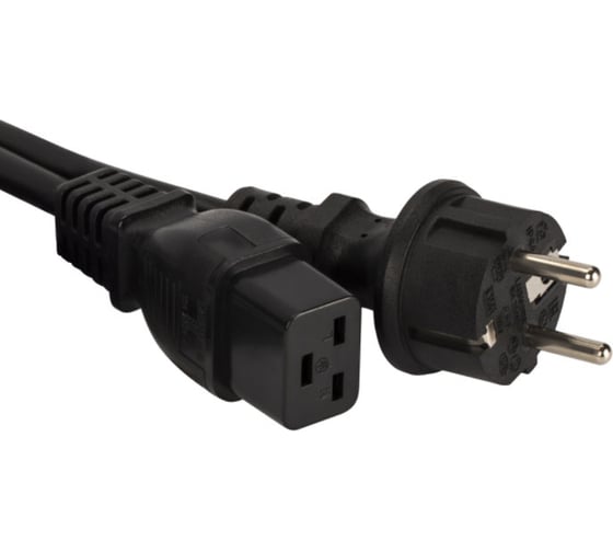 Шнур питания LANMASTER C19-Schuko, 3х1.5, 220В, 16А, 1 метр LAN-PP19/SH-1.0-BK