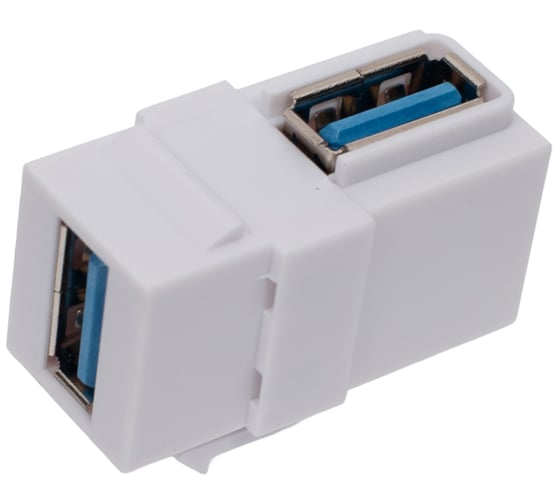 Модуль LANMASTER Keystone, USB 3.0, тип A, мама-мама, 90 градусов, белый LAN-OK-USB30-AA/V-WH