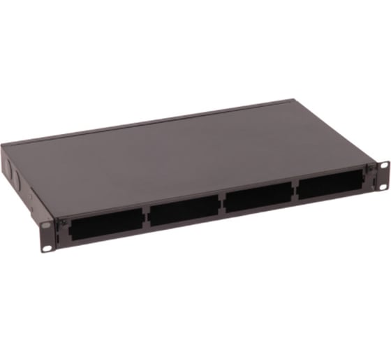 Бокс LANMASTER 19, на 4 кассеты MPO, 1U, черный LAN-FOBM-4MCS-1U