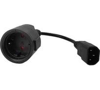 Удлинитель LANMASTER вилка C14 - розетка Schuko, 3x0.75, 220В, 10А, черный, 0.2 метра LAN-PPS/14-0.2-BK