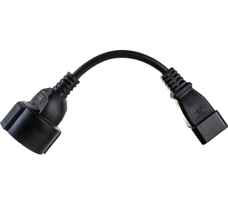 Удлинитель LANMASTER вилка C20 - розетка Schuko, 3x1.5, 220В, 16А, 0.2 метра LAN-PPS/20-0.2-BK