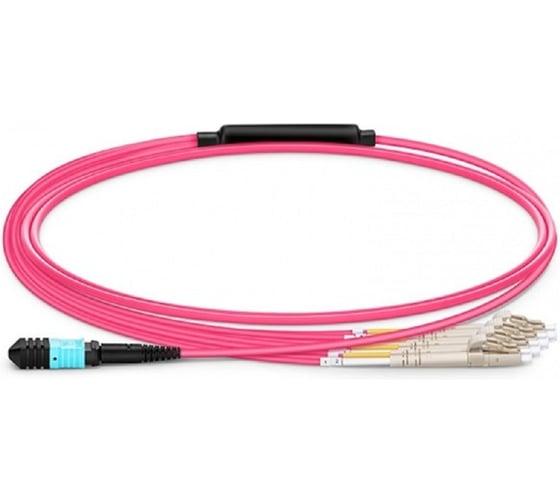 Сборка кабельная TopLAN MPO-08LC, 8 волокон OM4, низкие потери, LSZH, 2 м, аква TOP-12M-08LC/OM4-2