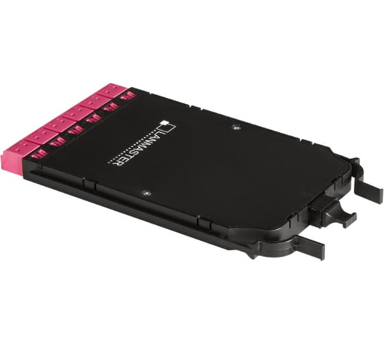 Компактная MPO кассета LANMASTER OM4, 12xLC, тип B, низкие потери, черная LAN-MCCB-1M-12LC/OM4