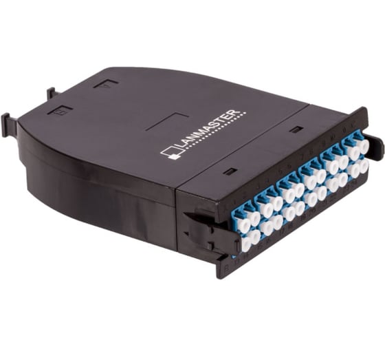 MPO кассета LANMASTER OS2, 24xLC, тип B, низкие потери, черная LAN-MCSB-2M-24LC/OS2 1