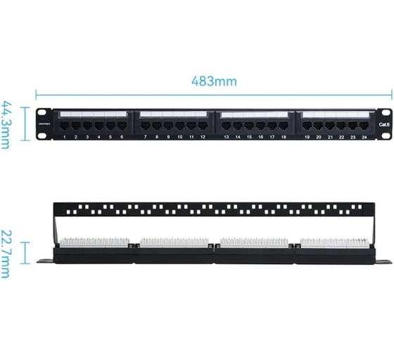 Патч-панель VENTION 24 порта, RJ-45, кат. 6, черная KGCB0