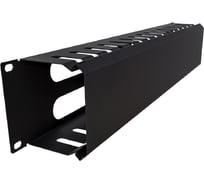 Организатор кабельный горизонтальный с крышкой ONTEK крепление 19 2U, глубиной 72мм, металл, черный RAL 9005 CO2U5/72-9005