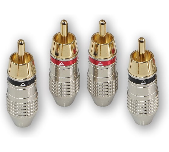 RCA - коннектор для кабеля AURA до 6 мм, 2 красных + 2 черных, блистер RCA-P612