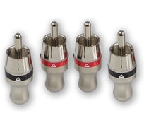 RCA-коннектор AurA для кабеля до 4 мм, 2 красных + 2 черных, блистер RCA-P410