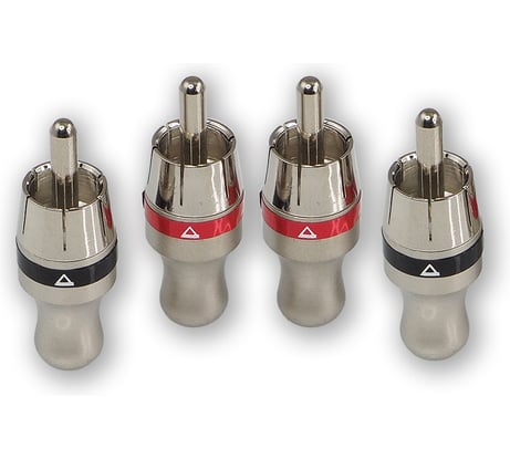 RCA-коннектор AurA для кабеля до 4 мм, 2 красных + 2 черных, блистер RCA-P410