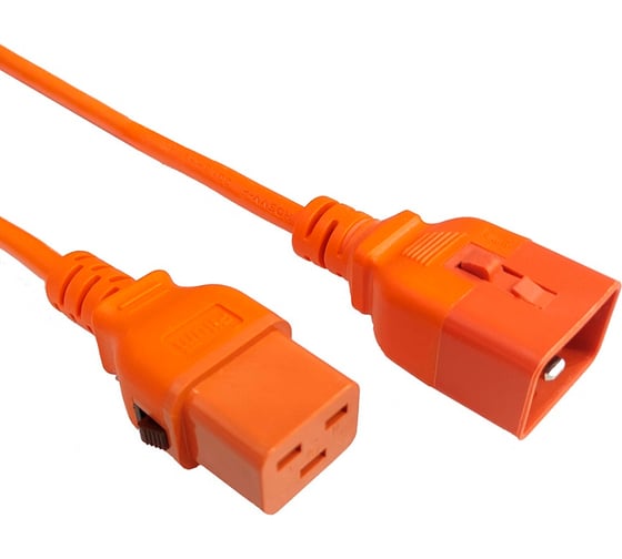 Кабель питания Filum 3x1.5 С19 - C20 с фиксацией, 220/250В, 16А, оранжевый, 0.5м FL-PC-C19F/C20F-C-0.5-OR 1
