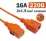Кабель питания Filum 3x1.5 С19 - C20 с фиксацией, 220/250В, 16А, оранжевый, 0.5м FL-PC-C19F/C20F-C-0.5-OR 2
