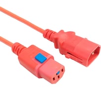 Кабель питания Filum 3x1.0 С13 - C14 с фиксацией, 220/250В, 10А, красный, 1м FL-PC-C13F/C14F-C1-1.0-RD