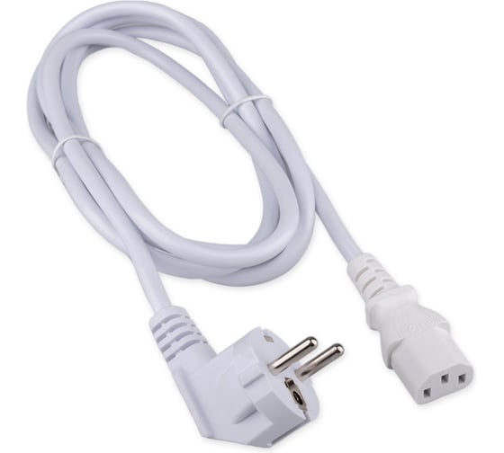 Кабель питания Cablexpert Schuko-C13, 3x1.0мм2, 10A, с заземлением, медь, 2м, белый, пакет, PC-186W-1-2M 1