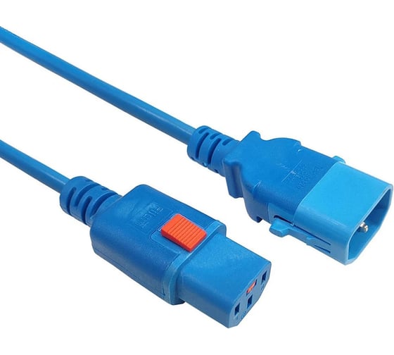 Кабель питания Filum 3x1.0 С13 - C14 с фиксацией, 220/250В, 10А, синий, 1м FL-PC-C13F/C14F-C1-1.0-BL 1