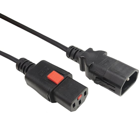 Кабель питания Filum 3x1.0 С13 - C14 с фиксацией, 220/250В, 10А, черный, 0.5м FL-PC-C13F/C14F-C1-0.5-BK 1