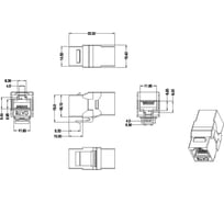 Проходной адаптер Hyperline CA2-KJ-C6-SH-BK (coupler), RJ-45(8P8C) формата Keystone Jack 444916