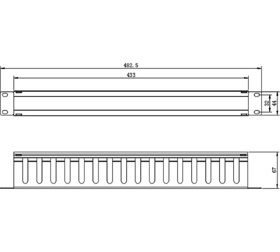 Кабельный организатор Hyperline CM-1U-ML16-COV металлический с крышкой ...