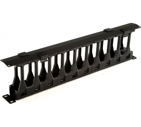 Кабельный организатор Hyperline CMF-1U-FPL106-MCOV-RAL9005 с крышкой, глубина 106 мм, 19" 481518