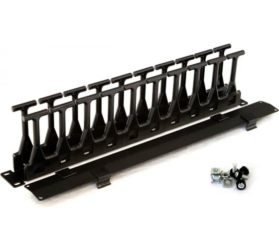 Кабельный организатор Hyperline CMF-1U-FPL106-MCOV-RAL9005 с крышкой, глубина 106 мм, 19" 481518
