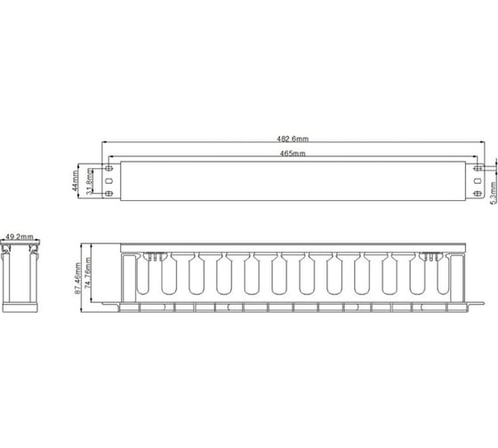Кабельный организатор Hyperline CM-1U-D75-PL-COV пластиковый с крышкой, глубина 75 мм, 19"  481509