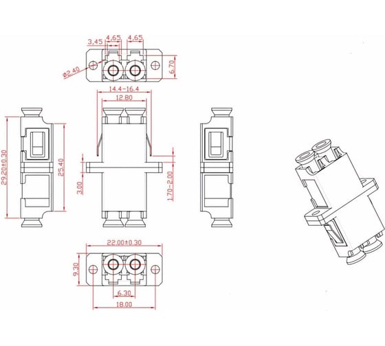 Оптический проходной адаптер Hyperline FA-P11Z-DLC/DLC-N/WH-BL LC-LC, SM, duplex, корпус пластик 243944