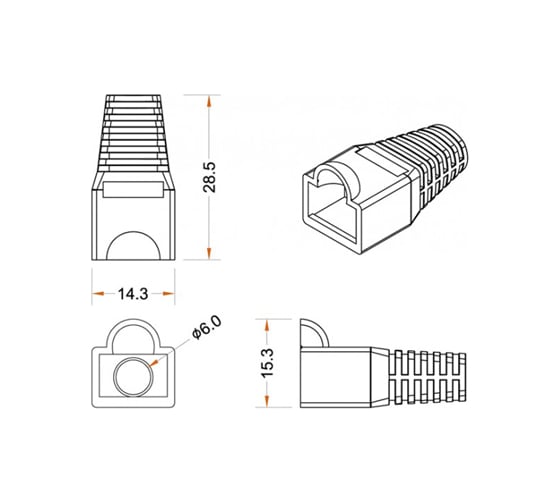 Изолирующий колпачок для разъемов Hyperline BOOT-WH-10 RJ-45, белый 10 шт. 251958