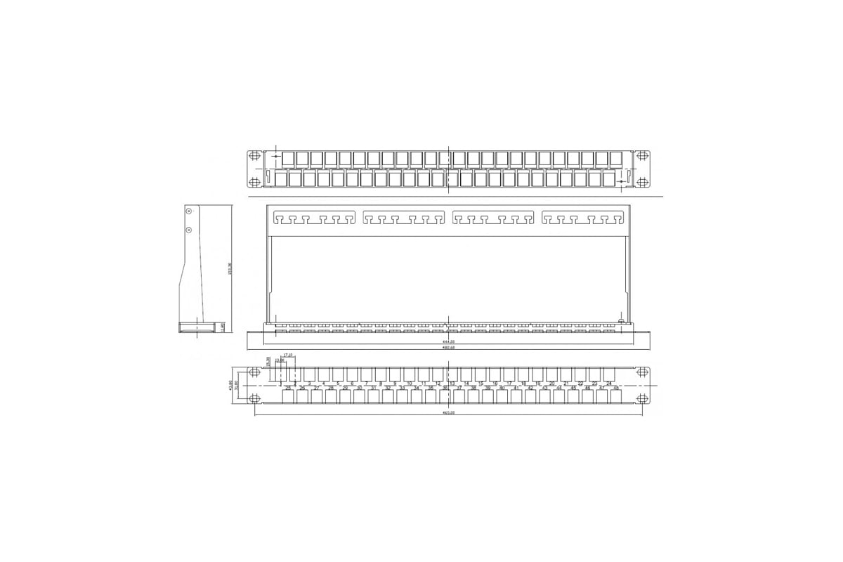 Модульная патч-панель Hyperline PPBLHD-19-48S-SH-RM 19", 48 портов ...